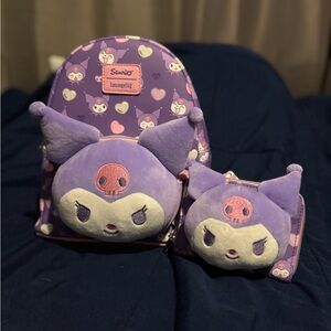 Loungefly Purple Kuromi Backpack and Wallet